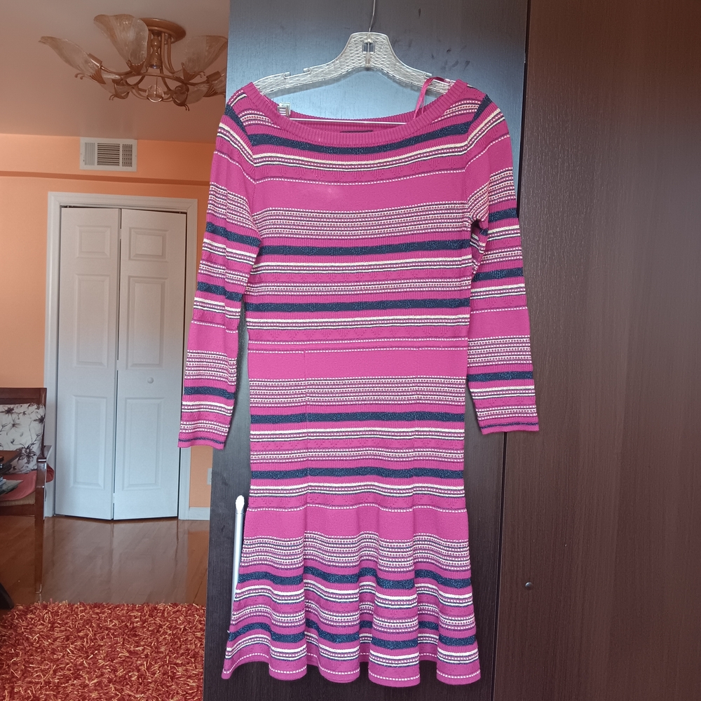 Juicy Couture Black Label Striped Pink and Black Mini Dress - Picture 2 of 7